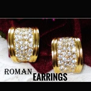 Tapered Gold Crystal Post Earrings